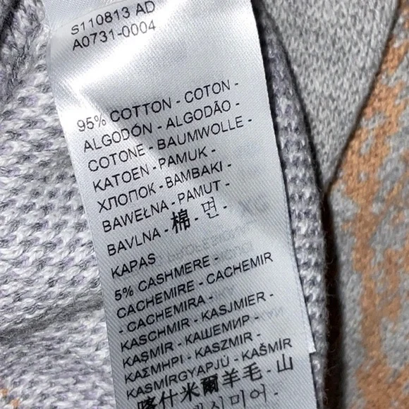 LEVI’S COTTON CASHMERE BLEND KNIT CREW NECK GREY MARBLED PULLOVER SWEATER XL NWT